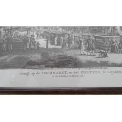 Schilderij Leiden Vismarkt 42x32cm