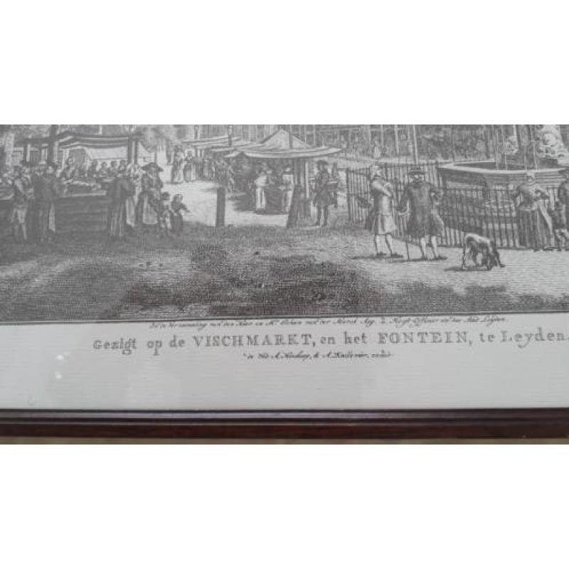 Schilderij Leiden Vismarkt 42x32cm