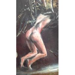 Olieverf schilderij met veel symboliek emotie naakt