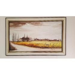 Prachtig schilderij zicht op Stitswerd (Prov. Groningen)
