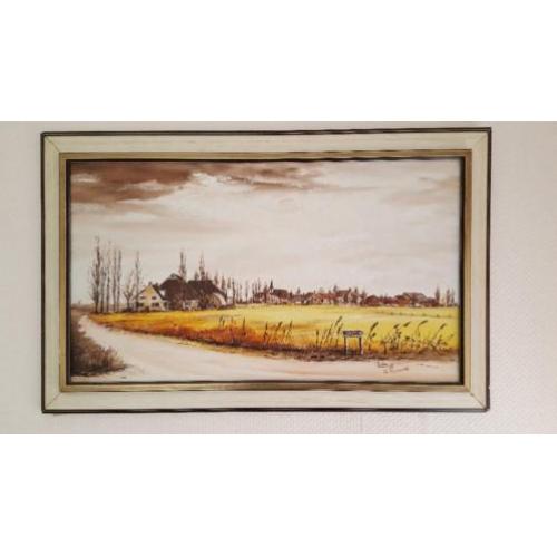 Prachtig schilderij zicht op Stitswerd (Prov. Groningen)