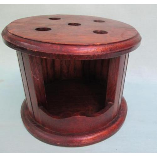 Mooie Ouderwetse Ronde Houten Stoof met Spijltjes