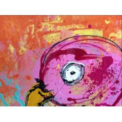 Grote kunst flamingo abstract modern