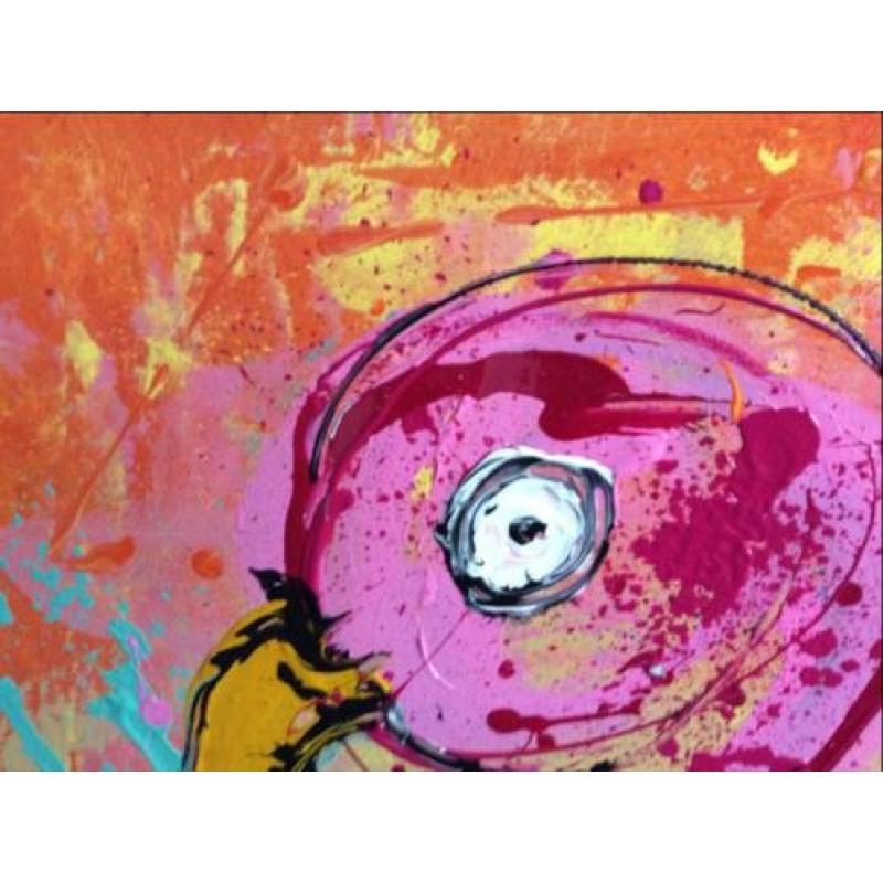 Grote kunst flamingo abstract modern