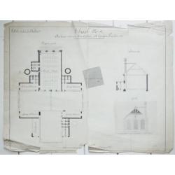 Twee oude bouwtekeningen uit 1886 van scholen uit Apeldoorn
