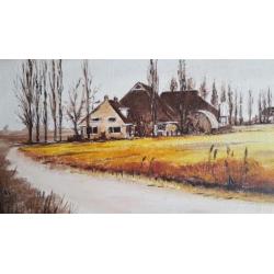 Prachtig schilderij zicht op Stitswerd (Prov. Groningen)
