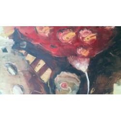 Zeer groot schilderij Liesbeth Rahder getiteld Flower Power