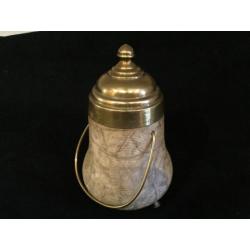 antiek tondelstokpotje marmer / albast met messing