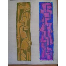 Hubert Bekman voorstudie sculptuur ontwerp 1960 bruinpaars