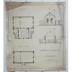 Twee oude bouwtekeningen uit 1886 van scholen uit Apeldoorn
