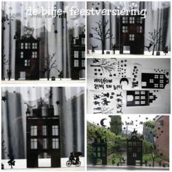 Kerst raam decoratie sinterklaas en Halloween