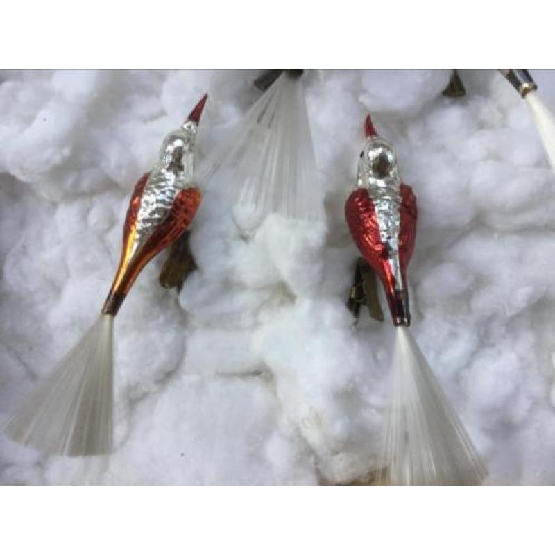 Oude Antieke Kerstballen Figuren ,Vogels.