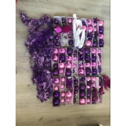 Kerstballen roze/paarse glas
