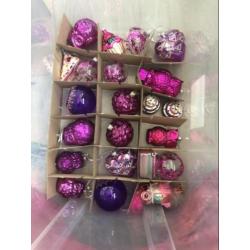 Kerstballen roze/paarse glas