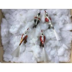 Oude Antieke Kerstballen Figuren ,Vogels.