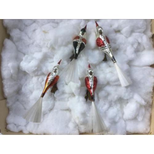 Oude Antieke Kerstballen Figuren ,Vogels.
