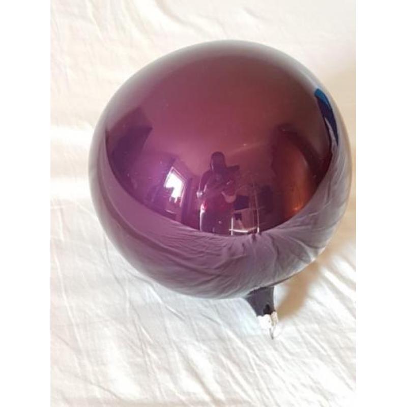 Kerstbal glas, Groot, Paars. en 6 kleinere paarse ballen.