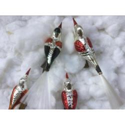 Oude Antieke Kerstballen Figuren ,Vogels.