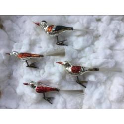 Oude Antieke Kerstballen Figuren ,Vogels.