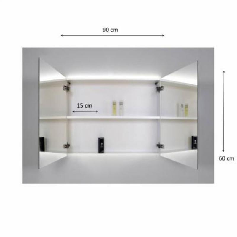 Spiegelkast Sanicare Qlassics Ambiance 90 cm 2 Deuren Hoo...