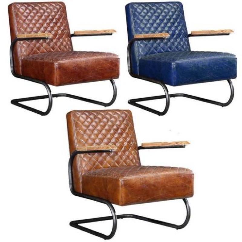 SALE: Industriële fauteuils 100% runderleer nu voor €379,95!