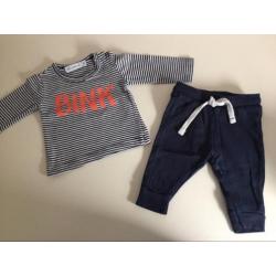 Setje mt 50/56 Hema en BD jongen blauw wit gestreept bink
