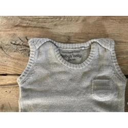 Babys only setje grijs gebreid, romper, mutsje en slofjes